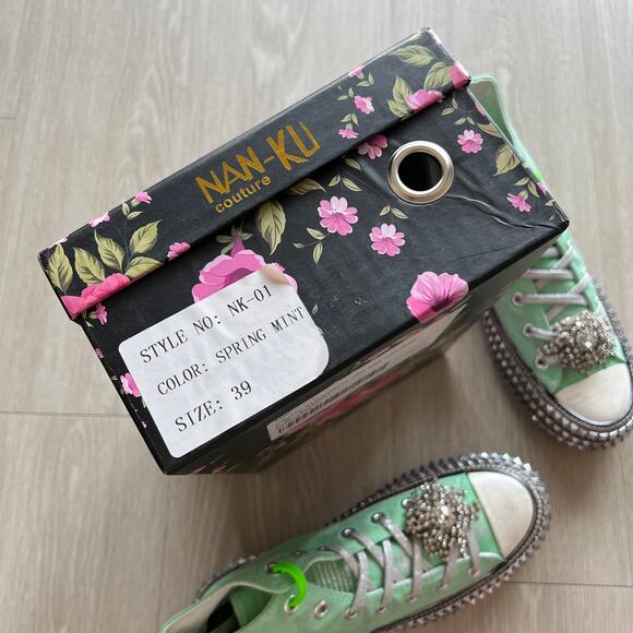 Nan-ku x Free People Cruise Studded Hi-Top Sneaker 39 US 9 Spring Mint Green NEW - Picture 2 of 12